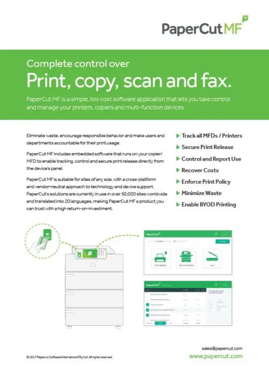 Papercut, Mf, Fact Sheet, Document Technologies